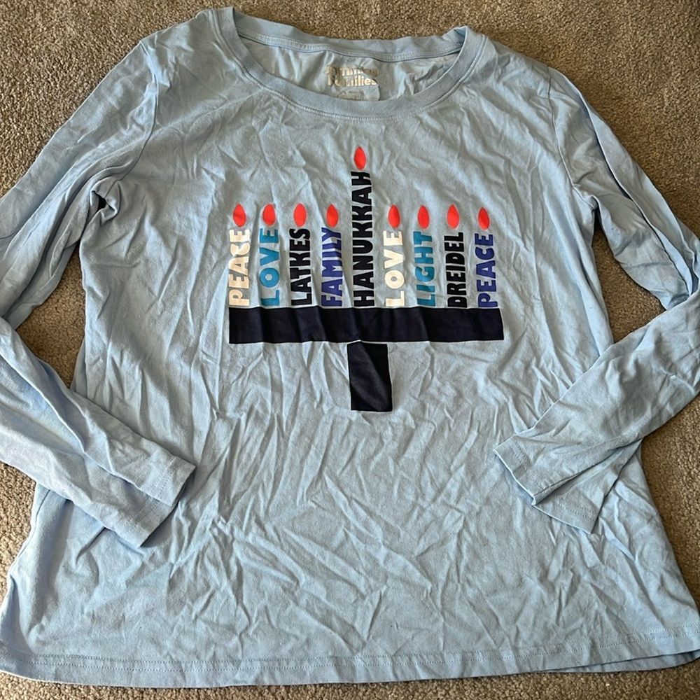 Kohls brand Hanukkah, long sleeve shirt women’s large blue